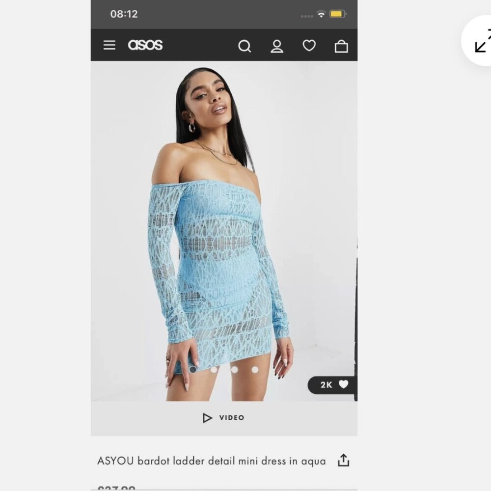 ASYOU Blue Mesh Bardot Mini Bodycon Dress